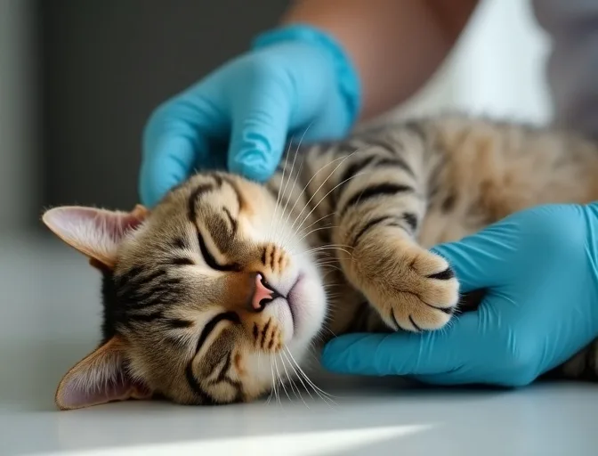 Specialist carefully handling a deceased cat with dignity in Exford